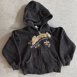 NFL Black Saints Zip-Up Jacket with Gold Script - 3T